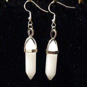 Elegant White moon stone Crystal Earrings with 925 hooks